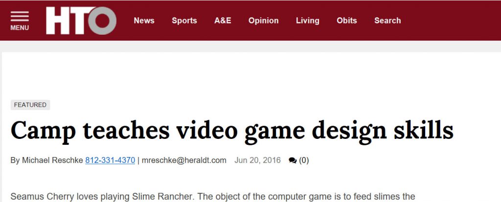 The Herald Times Game Development Camp article