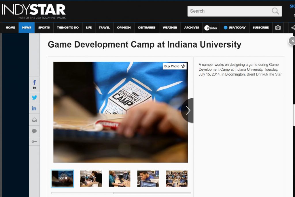 Indy Star Game Development Camp article